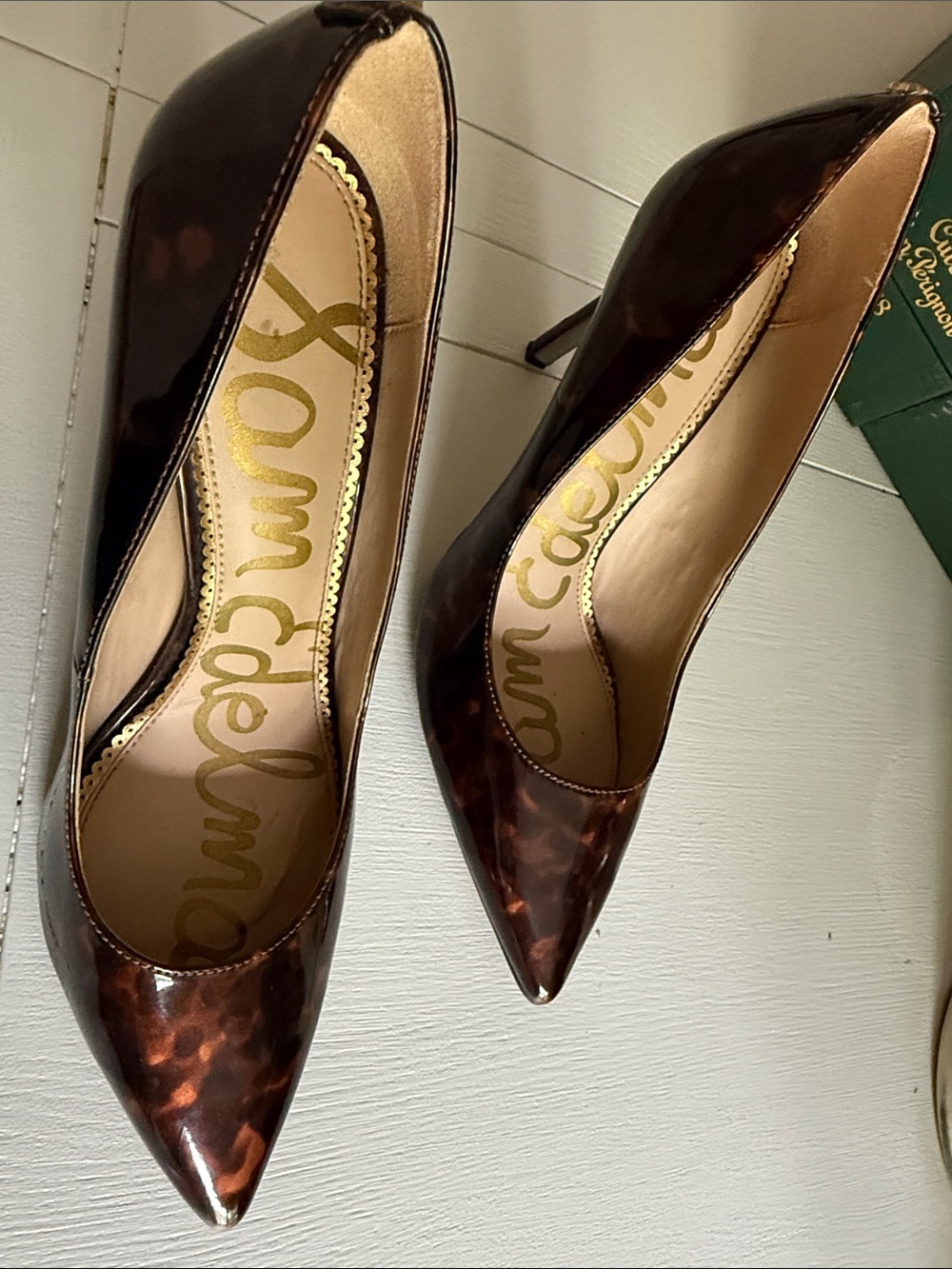 Sam Edelman Women's Tortoiseshell Brown Pointed-Toe Pumps - Picture 7 of 12